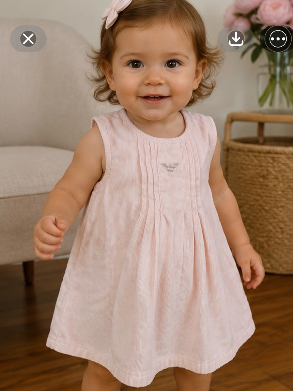Armani Baby Light Pink Corduroy Dress 18 Months Designer Toddler Dress